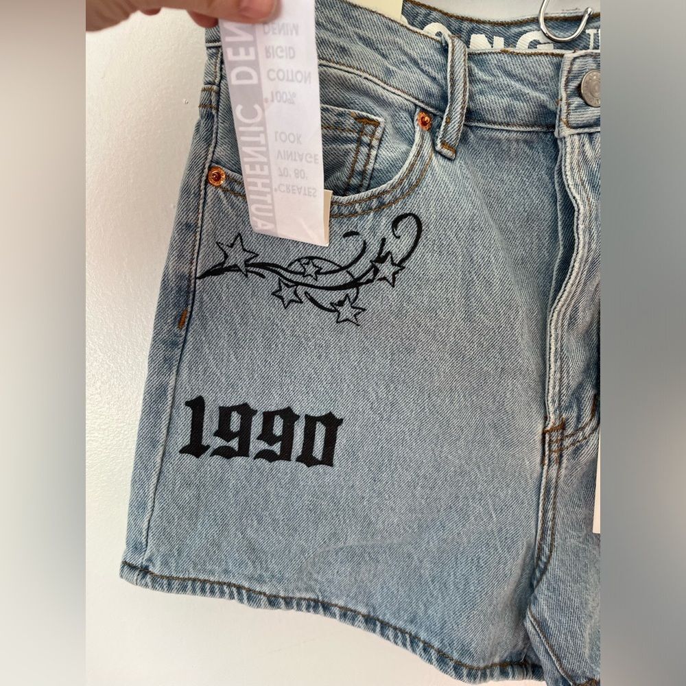 S.O.N.G Women’s Timeless Jean Shorts Denim Size 5/27 Button Fly Inseam 3’” New - Picture 2 of 10